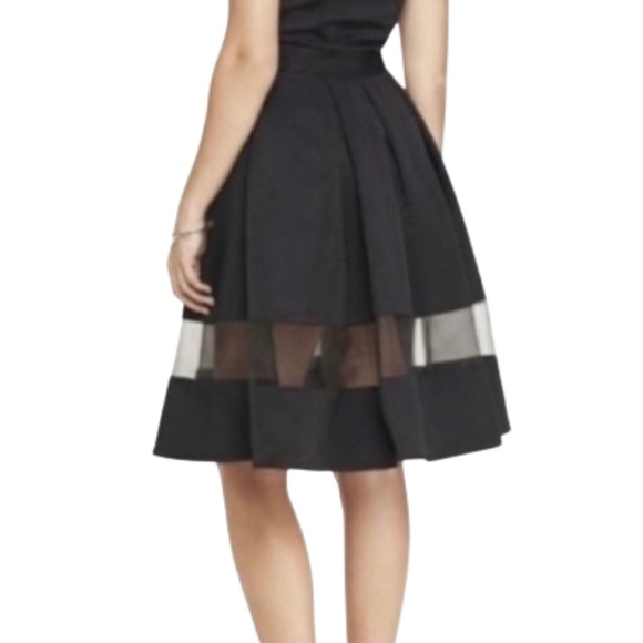 Express Dresses & Skirts - Express Black High Waist Mesh Insert Flare Skirt Size 00